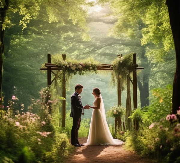 绿意盎然中的自然浪漫森林婚礼